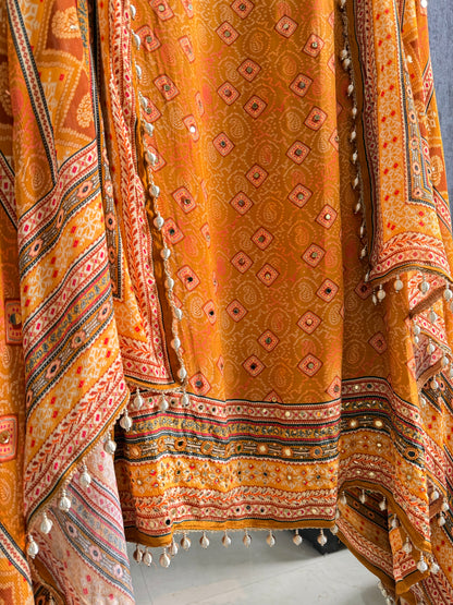 Premium crepe pakistani bandhani suit