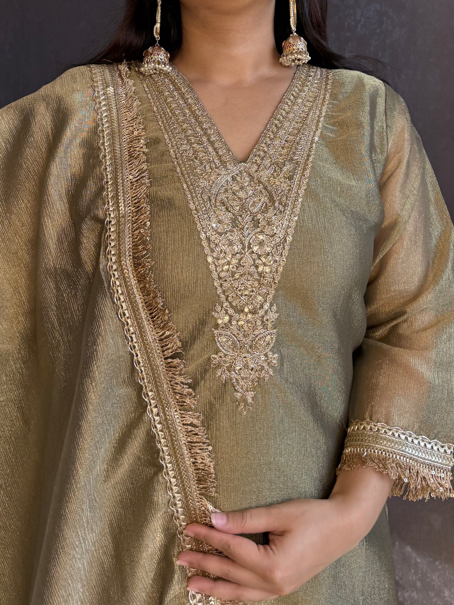 Tissue silk Handwork suit set