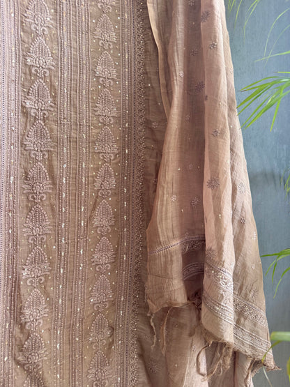 Luxurious Mul chanderi lucknowi handwork suit