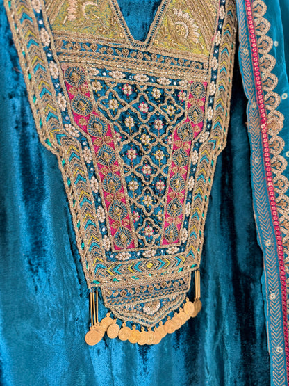 Velvet hand work suit