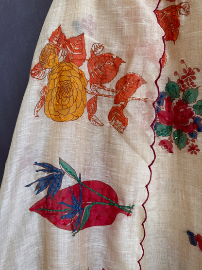 Linen floral frenchknot suit