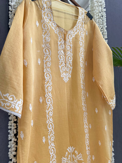Luxurious Mul chanderi appliqué work suit