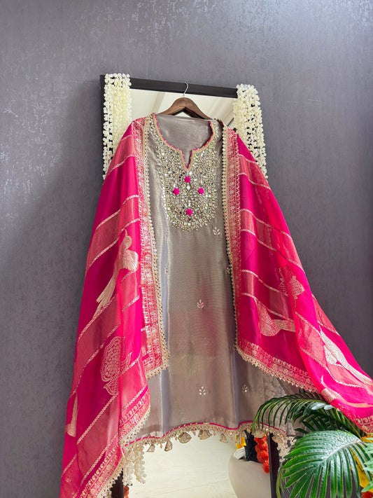 Luxurious Mirrorwork Benarsi suit