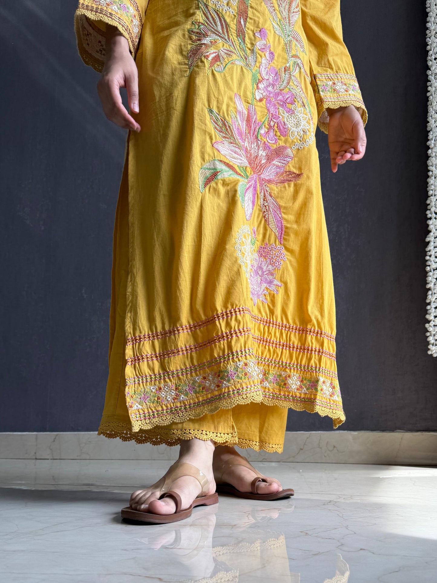 Mul cotton designer floral suit