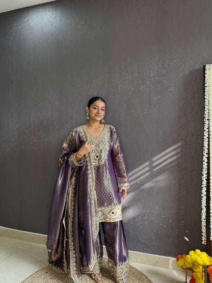 Luxurious mirrorwork farshi salwar set