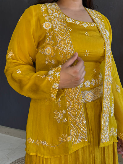 Lehenga jacket handwork dress
