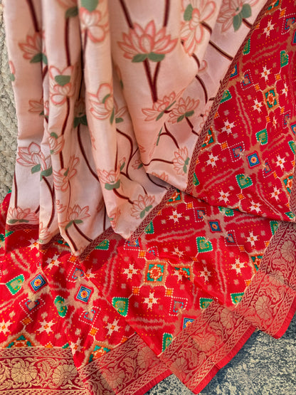 Patola Benarsi lotus saree