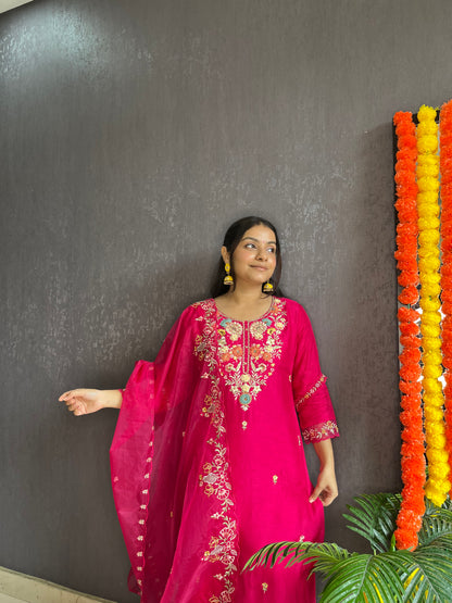 French knot silk Handwork suit set