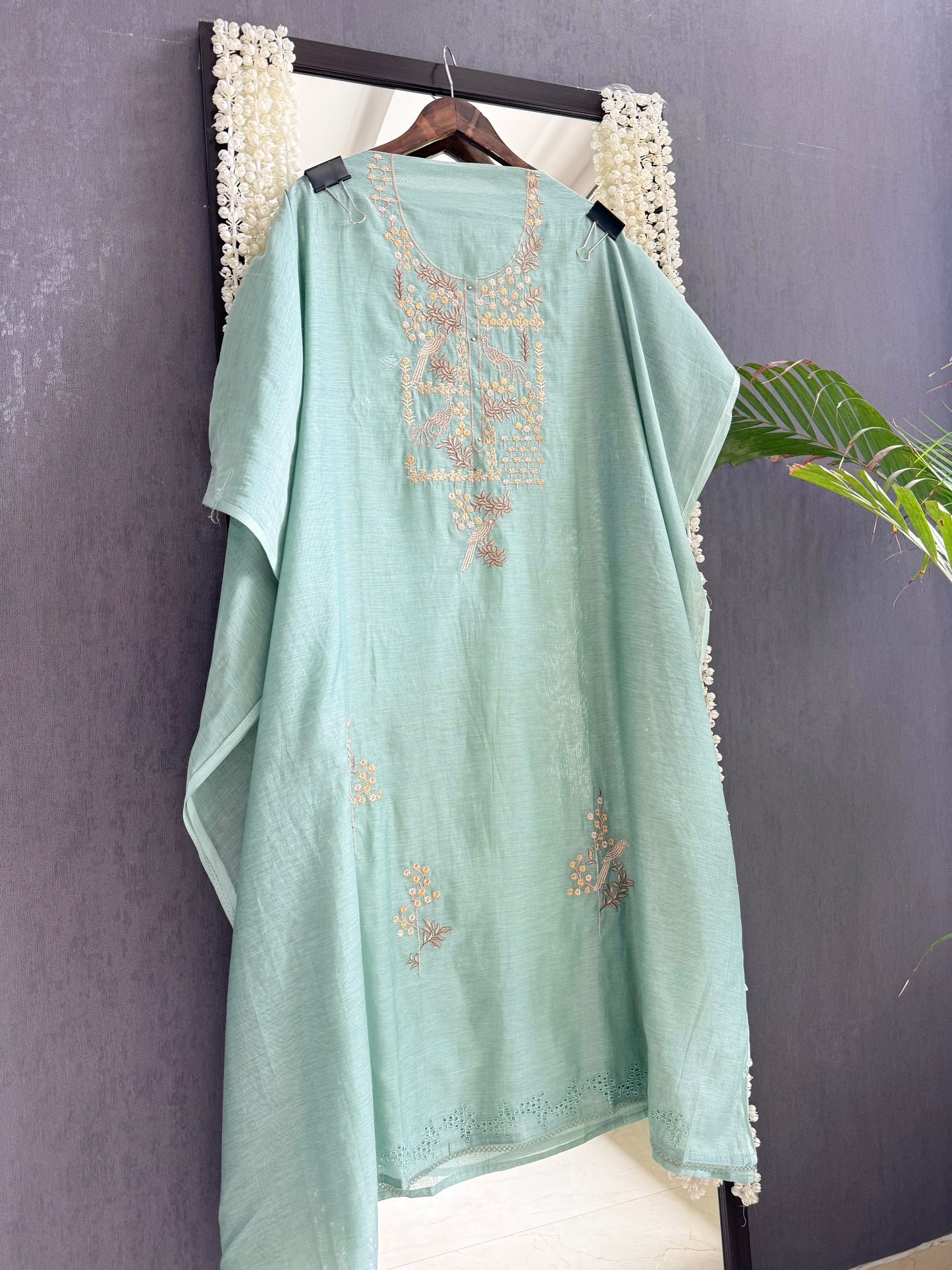 Luxurious Mul chanderi schiffili peacock suit