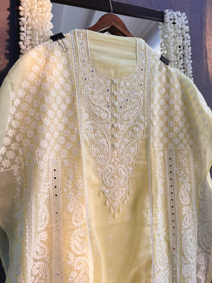 Luxurious Mul chanderi lucknowi handwork suit