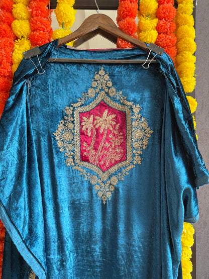 Velvet Front back Marori Aari work suit
