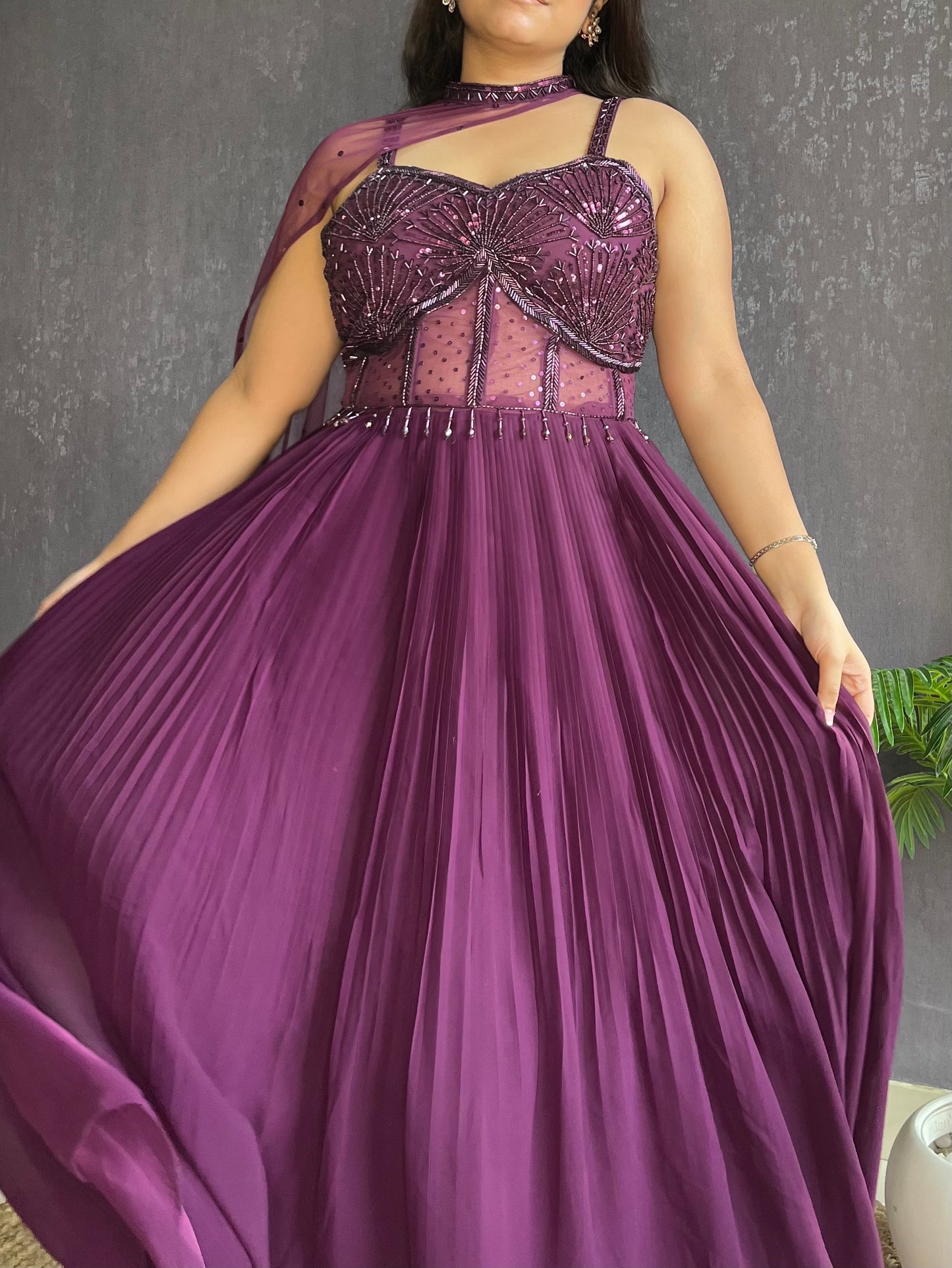 Anarkali Cape gown