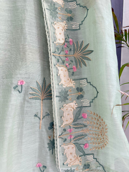 Luxurious Mul chanderi pichwai suit
