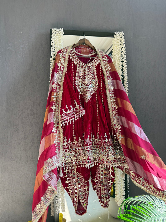 Luxurious gotapatti mirrorwork anarkali set