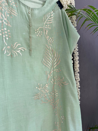 Luxurious Mul chanderi gota appliqué work suit