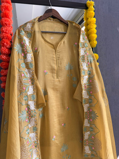 Luxurious Mul chanderi pichwai suit