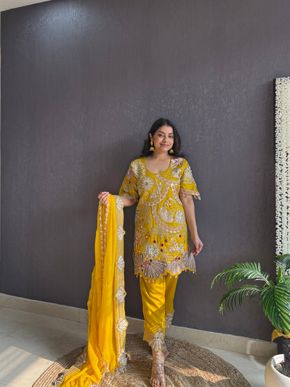 Luxurious raw silk Handwork set