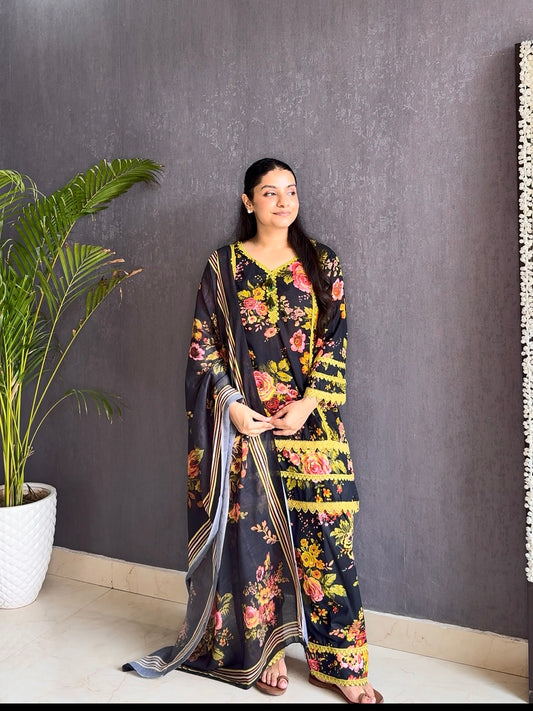 Cotton farshi floral set