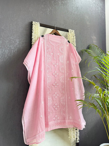 Luxurious Mul chanderi lucknowi handwork suit