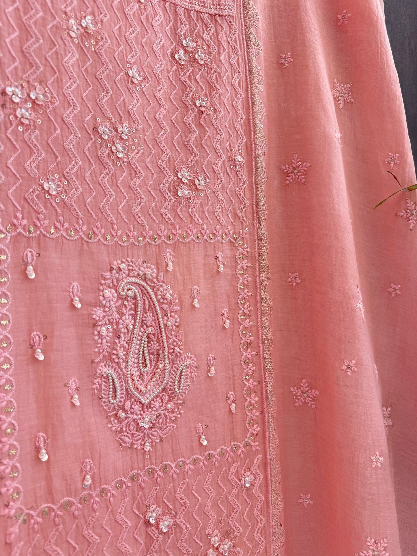Luxurious Mul chanderi lucknowi paisley suit
