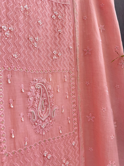 Luxurious Mul chanderi lucknowi paisley suit