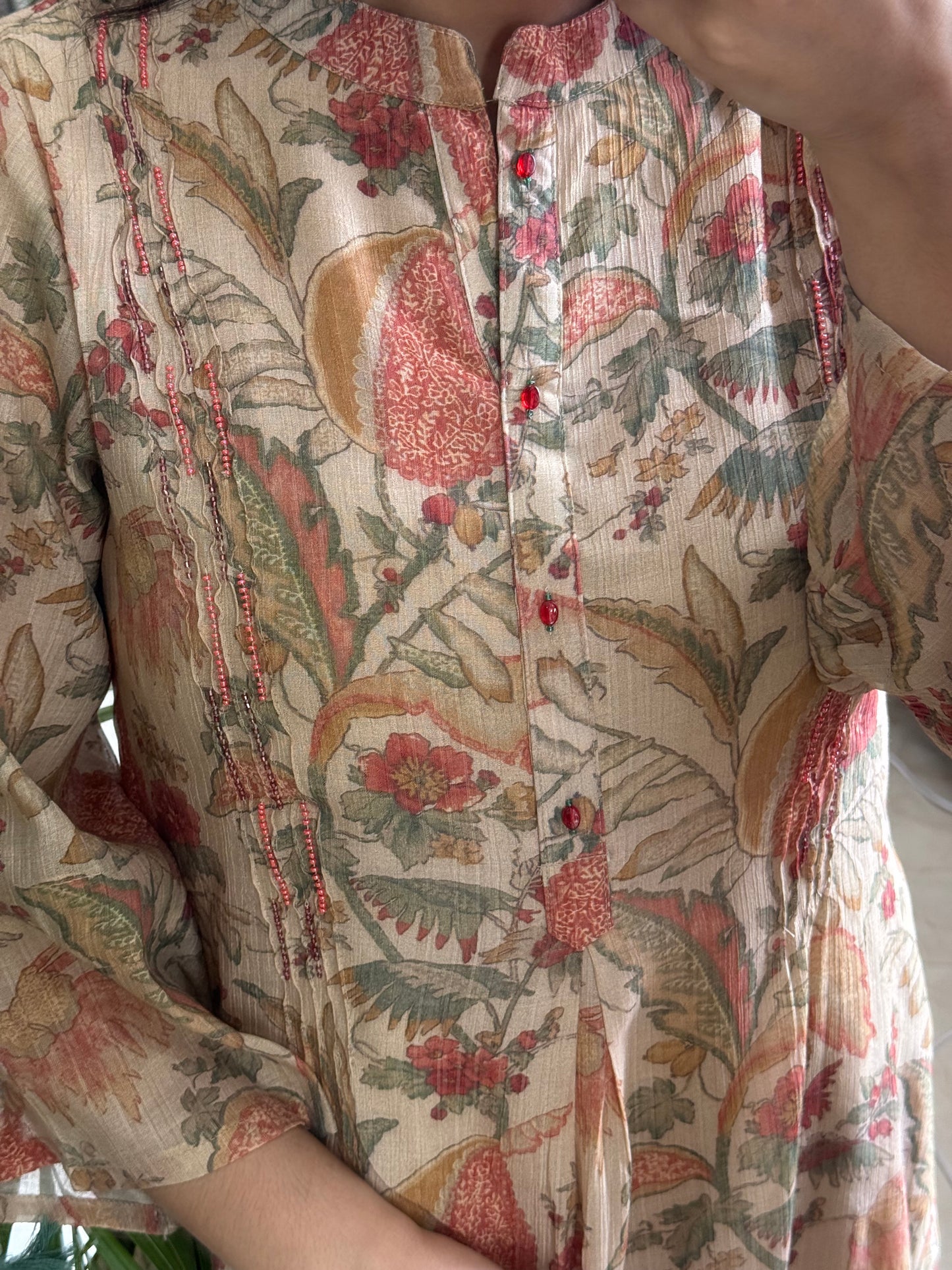 Linen handwork kurta set