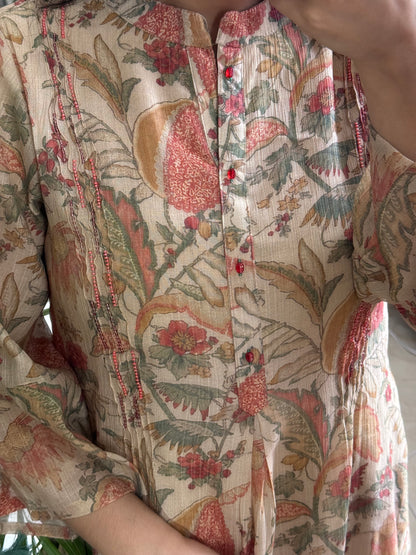 Linen handwork kurta set