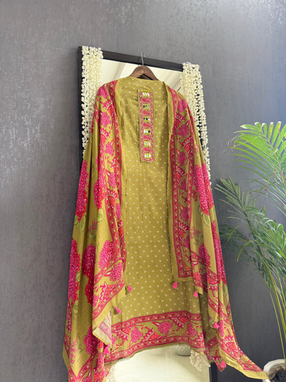 Mulmul cotton bougainvillea suit