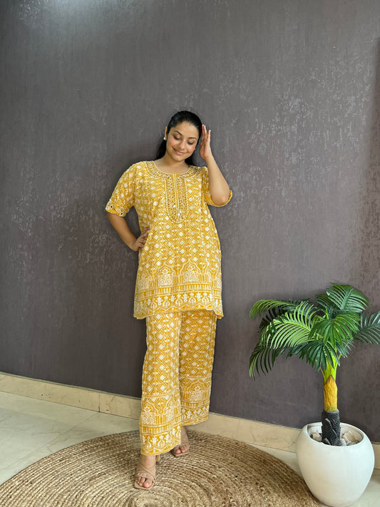 Lucknowi handwork festive Coord set