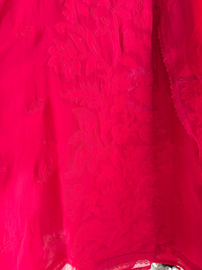 Luxurious organza appliqué work birds suit