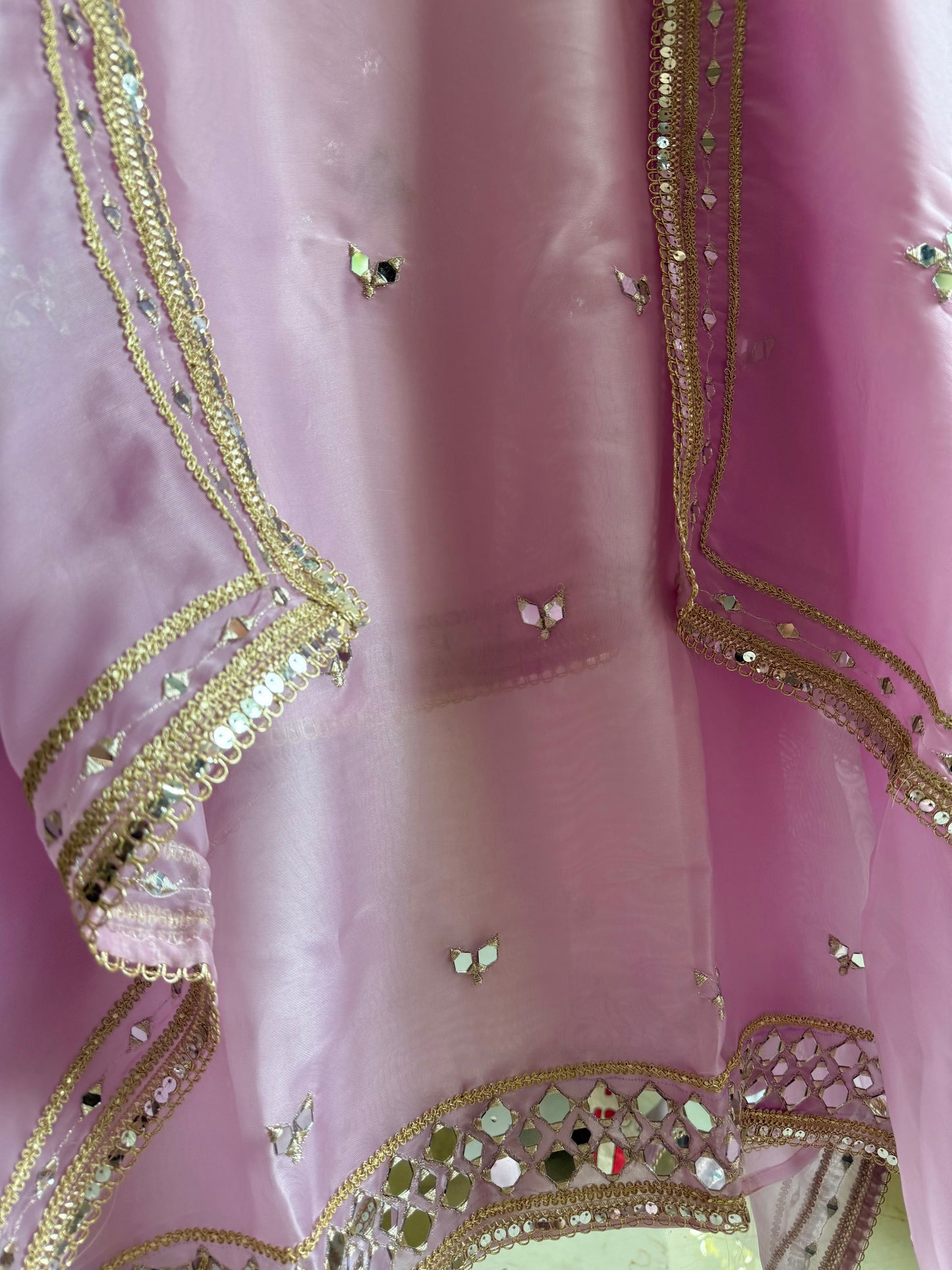 Premium Mirror work organza suit