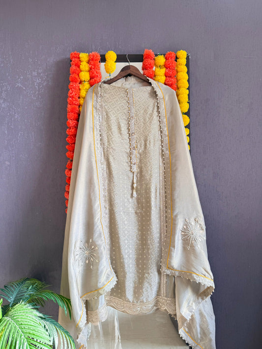 Pearl Benarsi Tissue silk suit