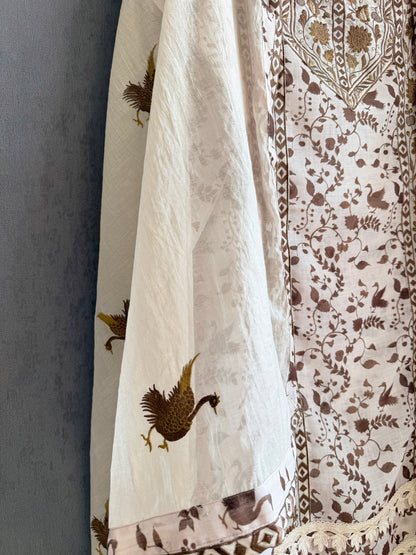 Luxurious Mul chanderi swans suit
