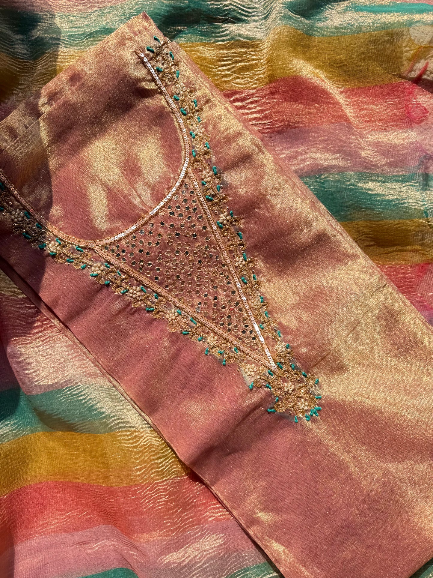 Tissue silk multi color suit