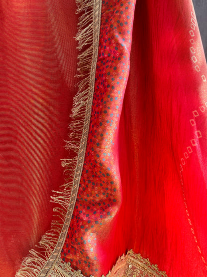 Luxurious zari woven tissue silk suit
