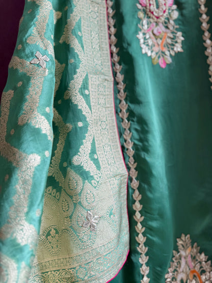 Luxurious Gotapatti satin silk suit