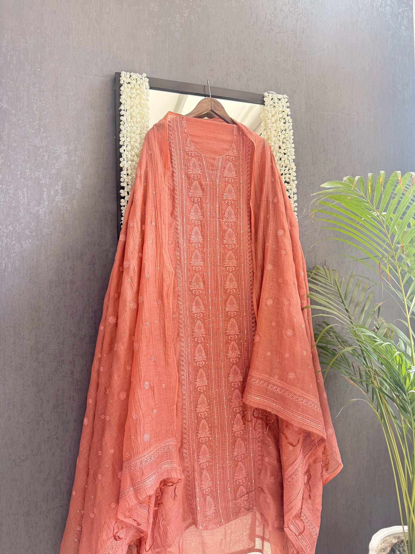 Luxurious Mul chanderi lucknowi handwork suit