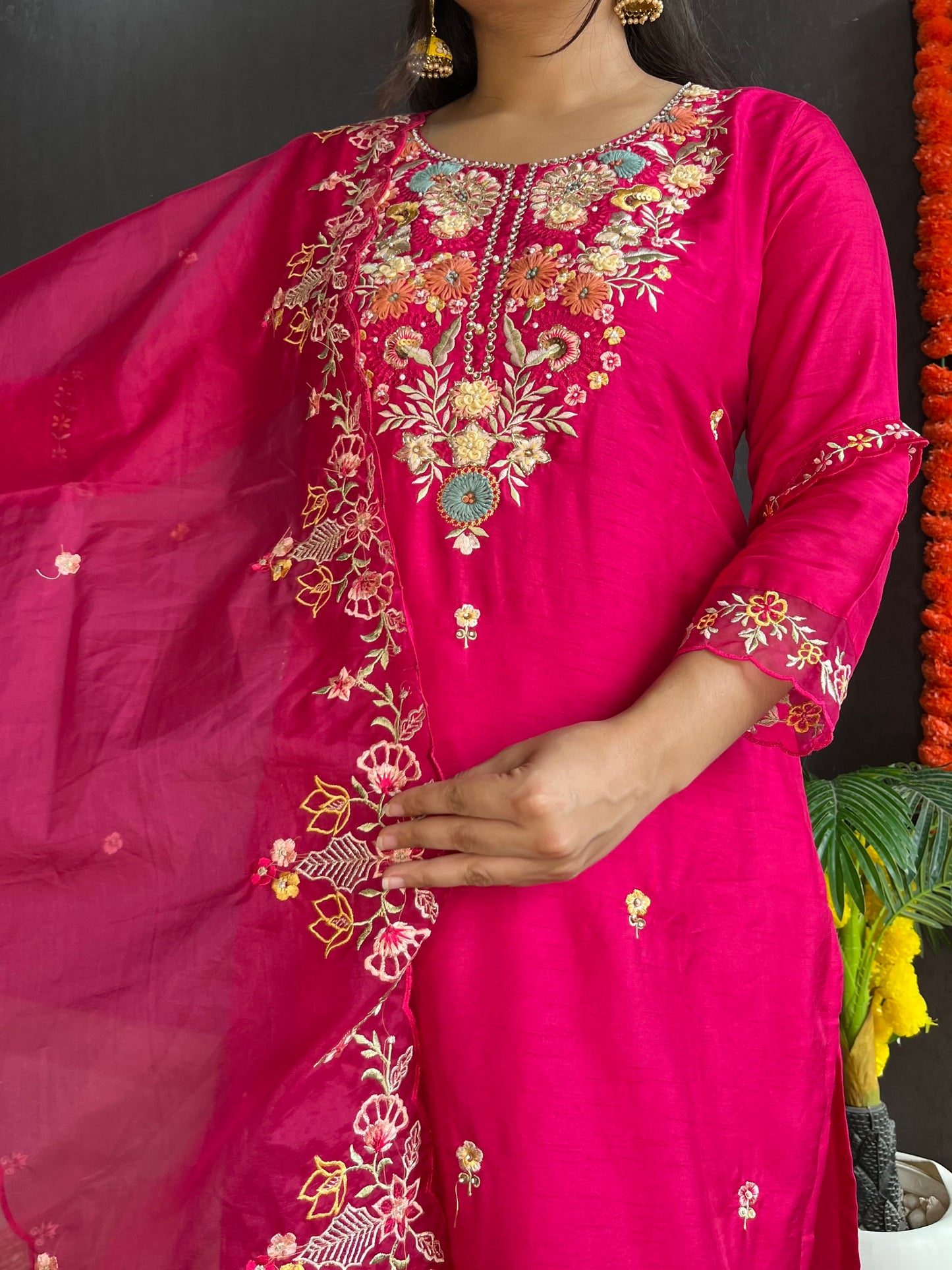 French knot silk Handwork suit set