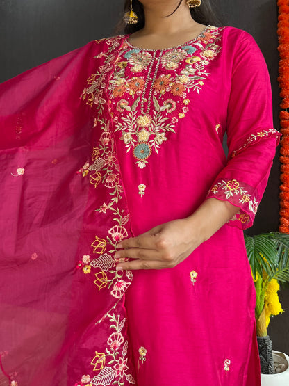 French knot silk Handwork suit set