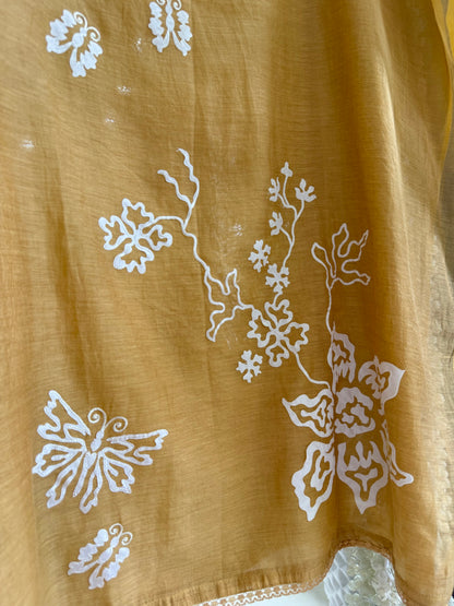 Luxurious Mul chanderi appliqué butterfly suit