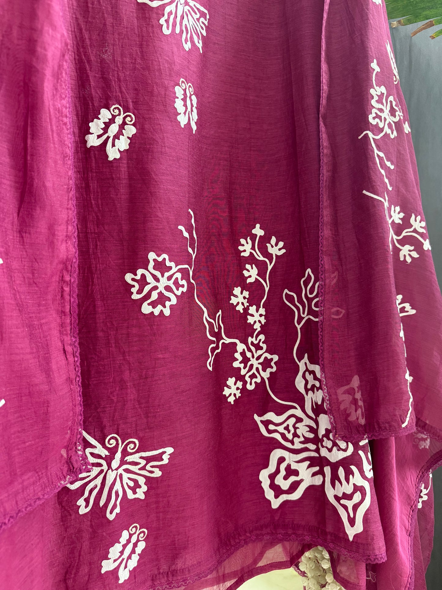 Luxurious Mul chanderi appliqué butterfly suit