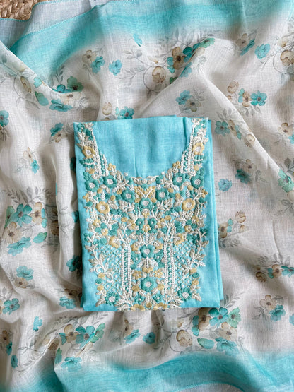 Pure linen Parsi embroidery suits
