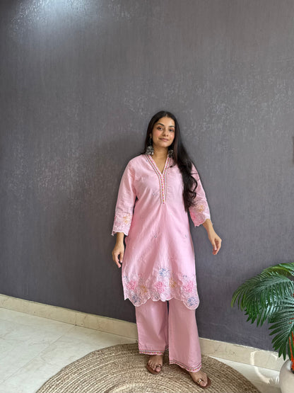 Premium cotton cutwork Coord set