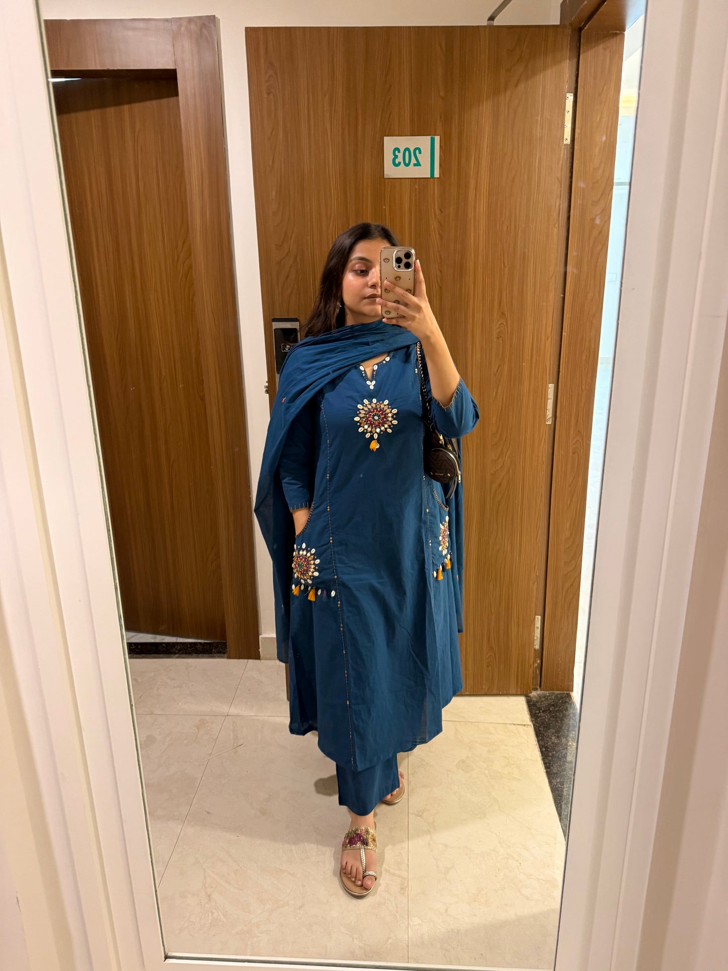 Pure cotton mirror shells A line suit set