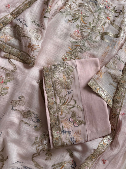 Luxurious Mul chanderi gota appliqué work suit