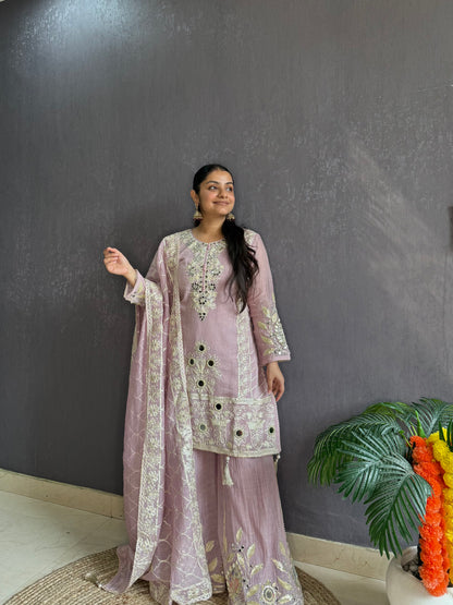 Luxurious mul cotton gotapatti sharara set