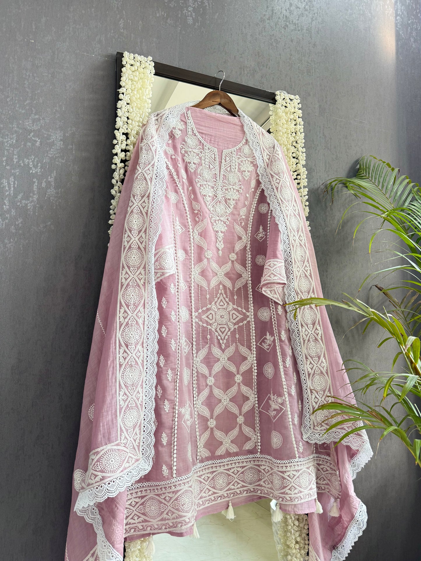 Luxurious Mul chanderi lucknowi handwork suit