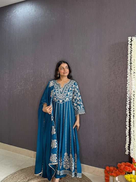 Kalidaar aari work Anarkali set