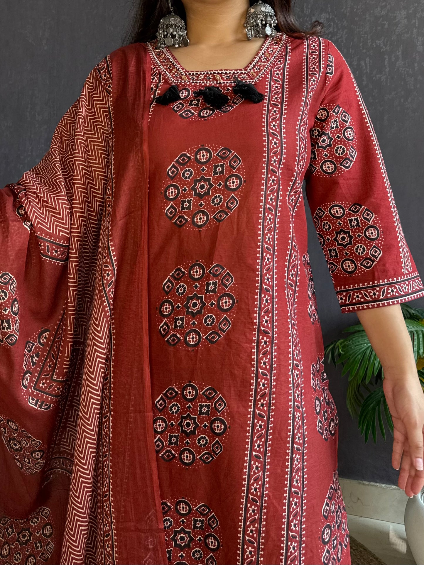 Pure cotton ajrakh print suit set