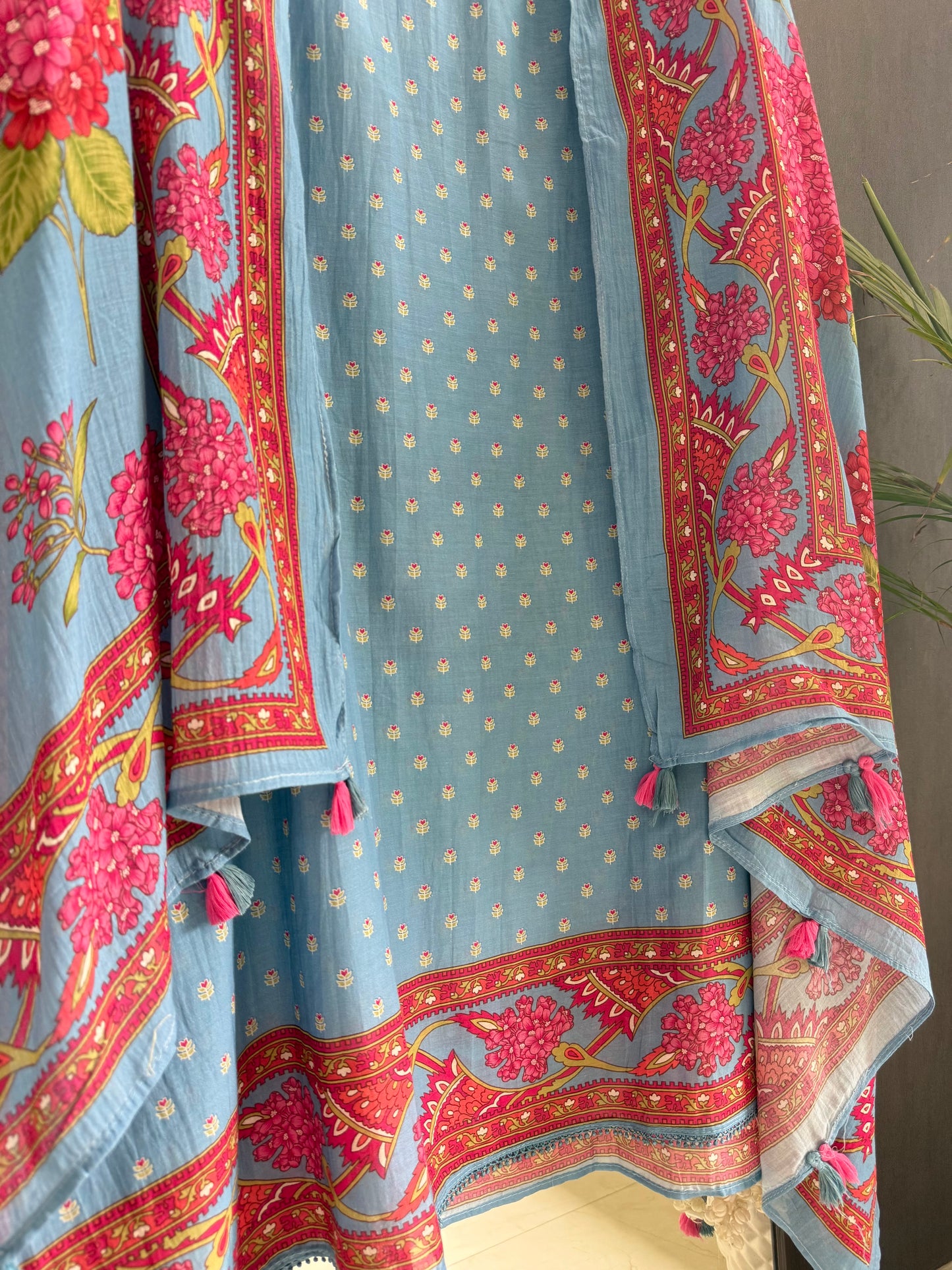Mulmul cotton bougainvillea suit